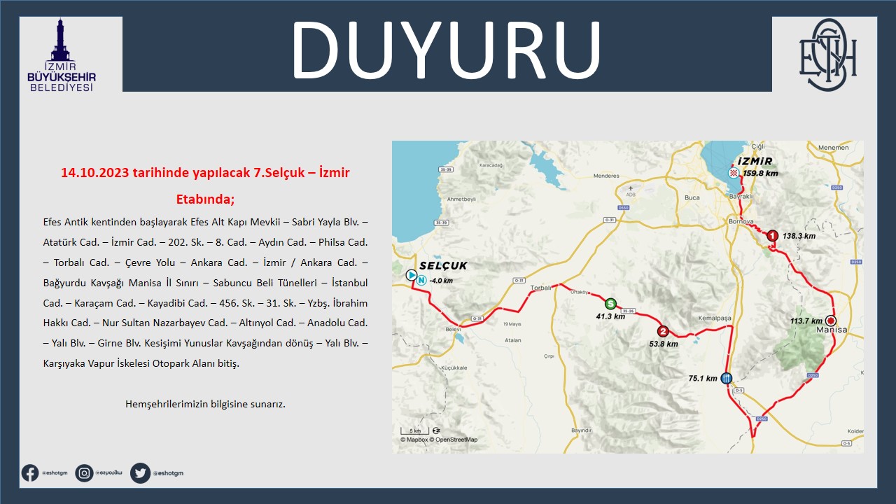 İzmir trafiği için 14 Ekim uyarısı.  Cumhurbaşkanlığı Bisiklet Turu nedeniyle bazı yollar trafiğe kapatılacak