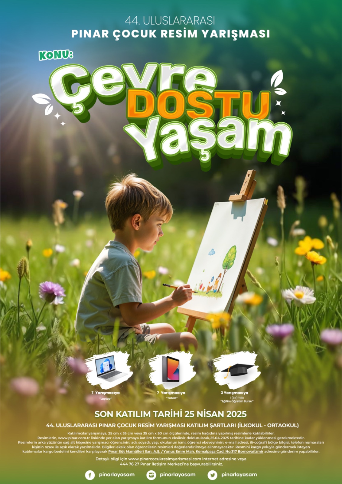 44. Uluslararası Pınar Çocuk Resim Yarışması  “Çevre Dostu Yaşam” temasıyla başlıyor