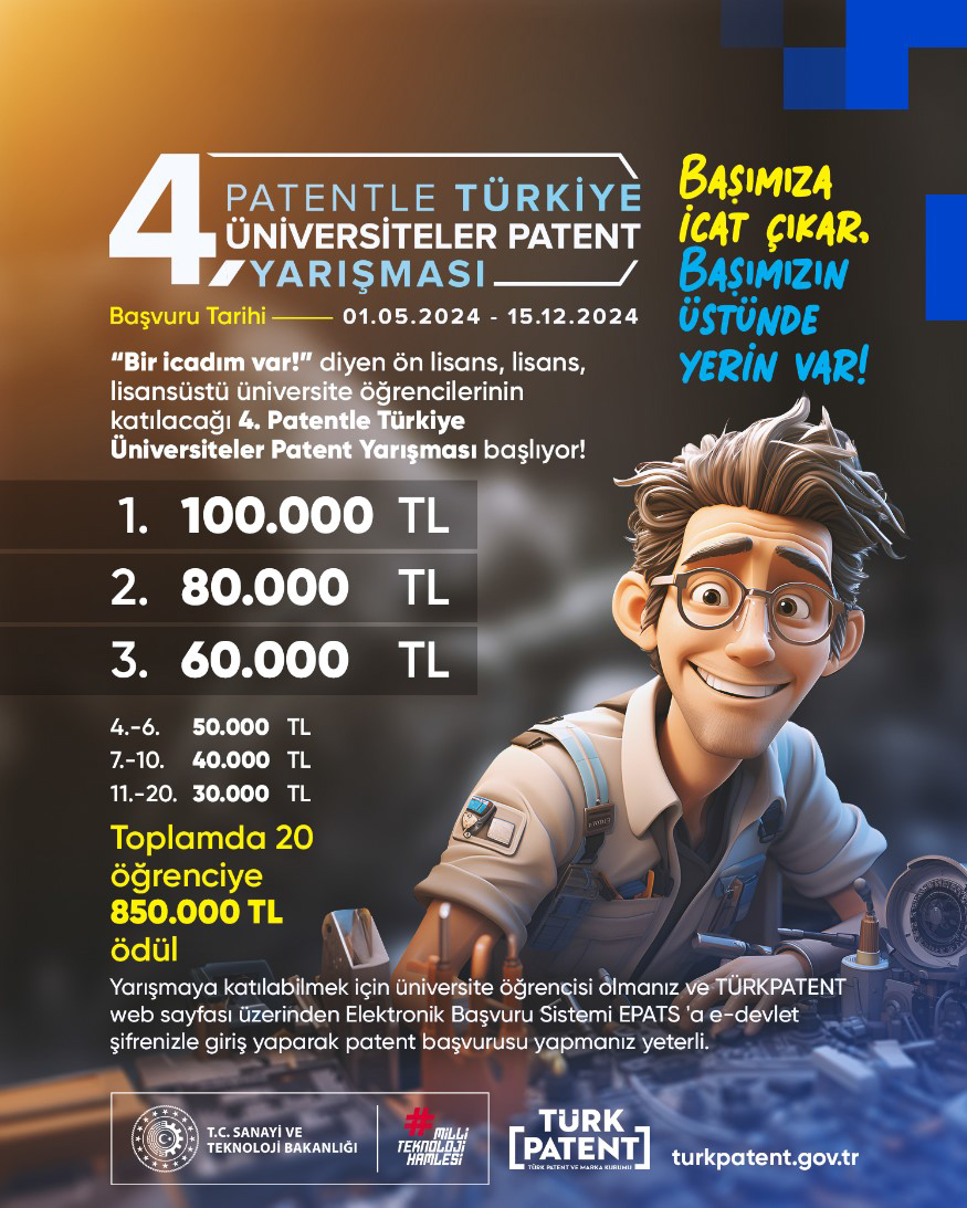 Üniversite öğrencilerinin buluşları patent yarışmasıyla ödüllendirilecek